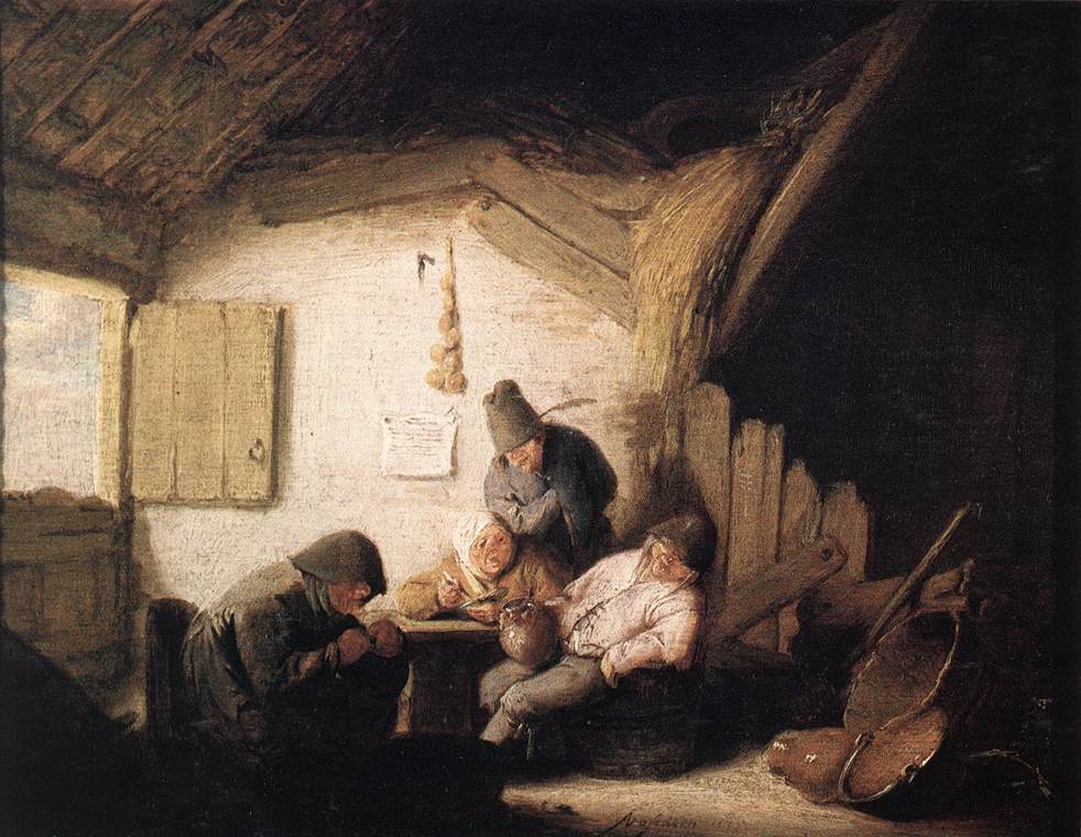 OSTADE, Adriaen Jansz. van Village Tavern with Four Figures sag